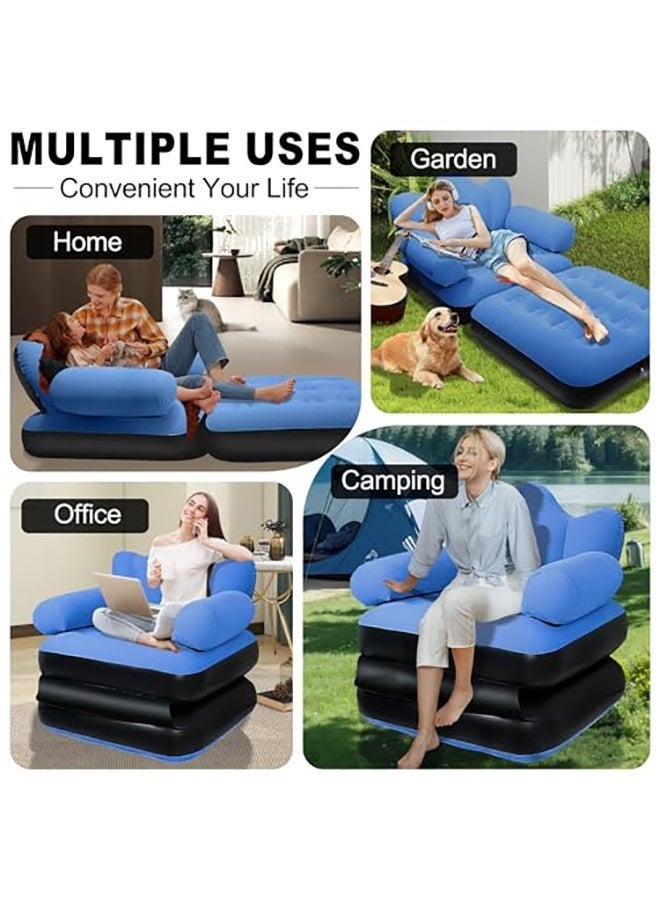 WALALLA Flocking Surface Air Couch for Camping & Indoor Use, Folding Portable Bed Chair for Adults with Quick Inflation, Durable Multi-Position Recliner - Image 4